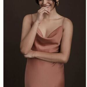 Anthropologie BHLDN Cali Satin Cowl-Neck Midi Slip Dress NWT